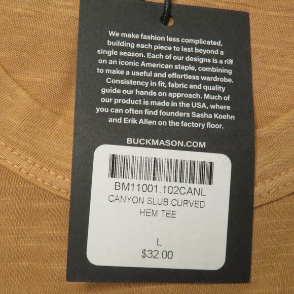 Buck Mason Mens Slub T-Shirt Curved Hem Crew S/S - Picture 3 of 12